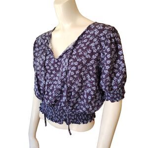 Moonflower Blue Floral Top (L)